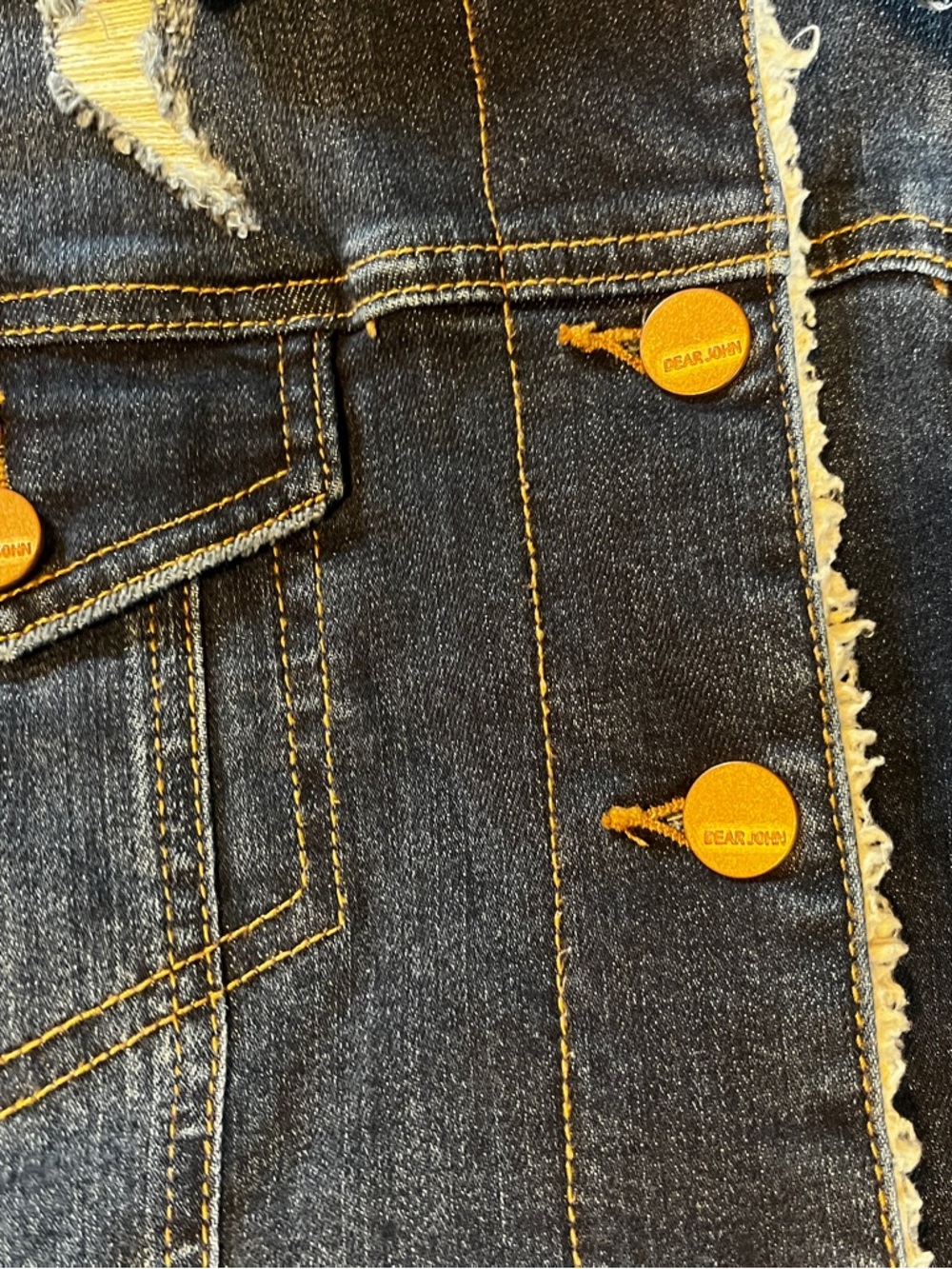 Dear John Indigo distressed darkDenim Jacket with Sherpa Lining large - Picture 12 of 14